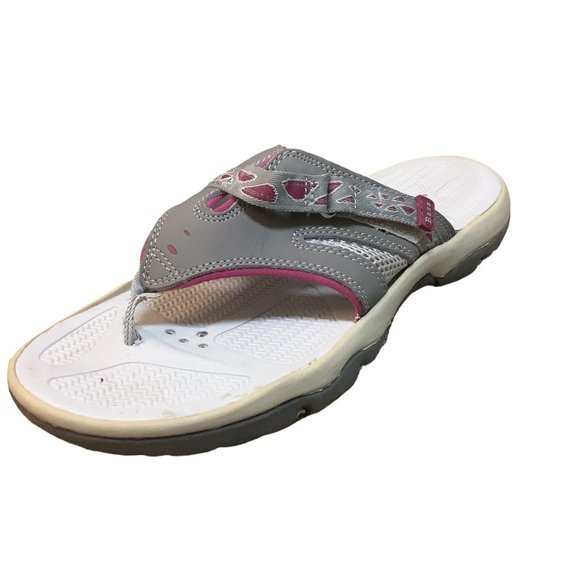 BASS Women's Gray & Pink Thong/T-Strap Comfortable Athletic Style Sandals-Size 9 - Picture 1 of 8